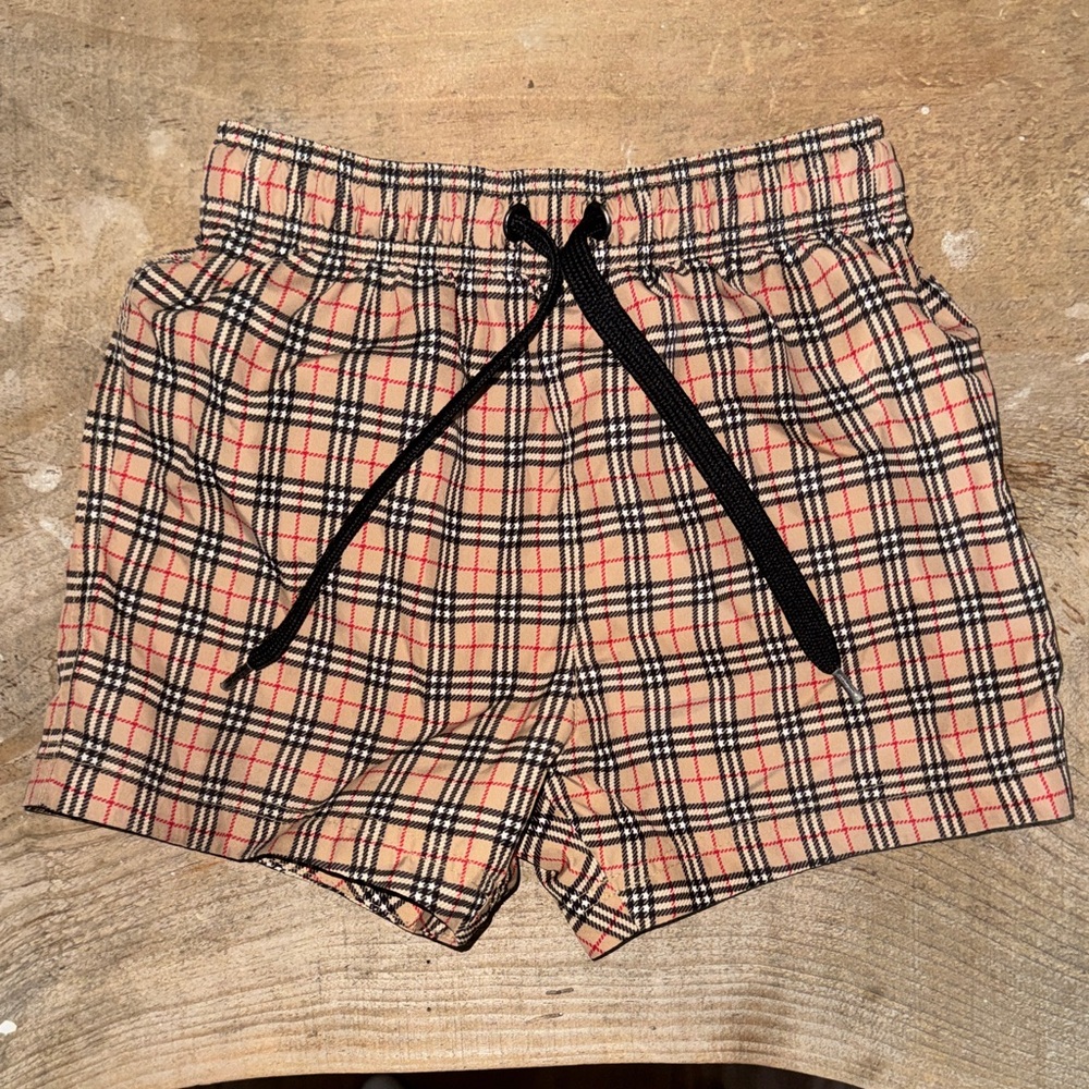 Burberry Kids Checkered Shorts with Black Tie